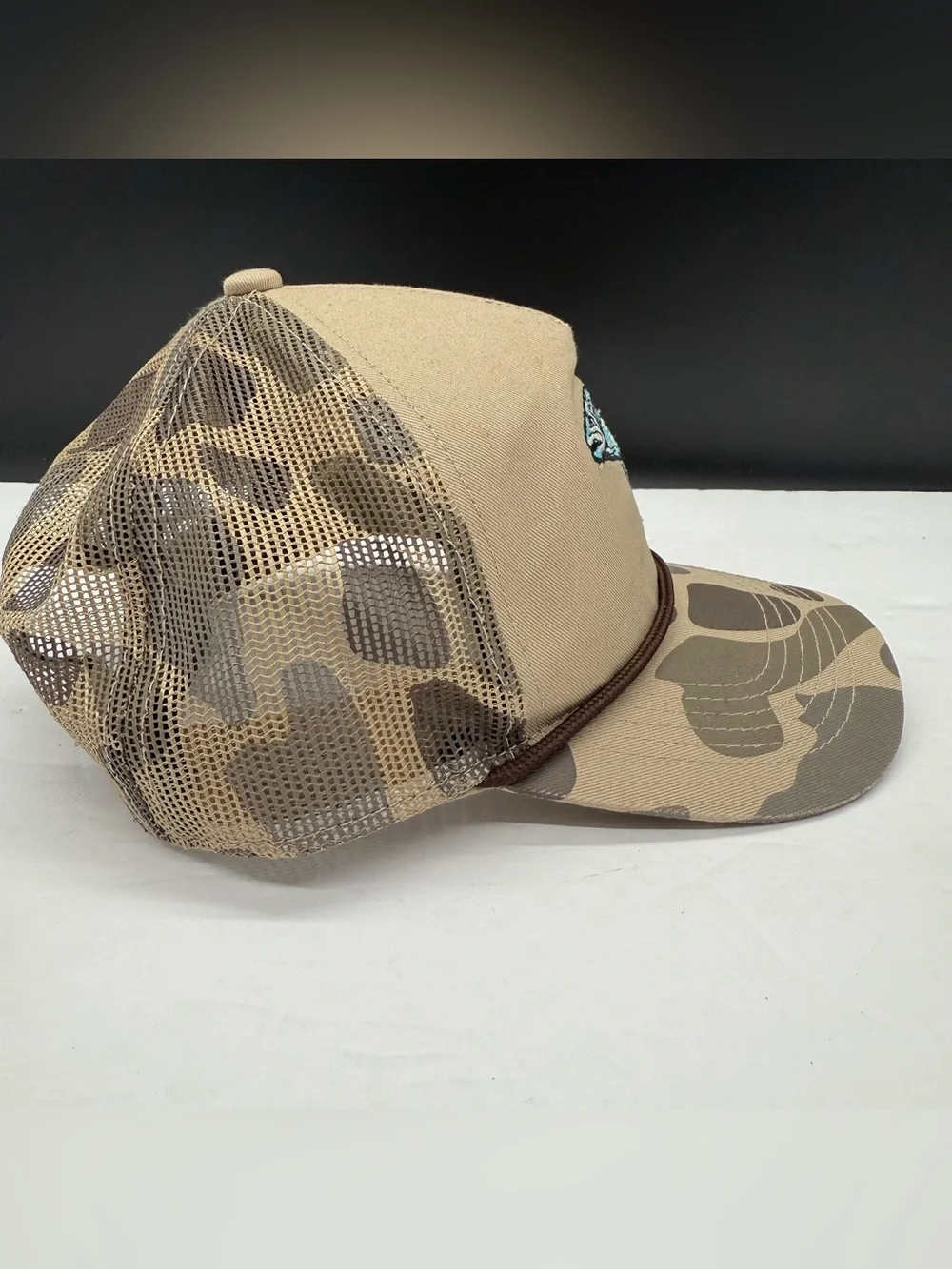 Burlebo Retro Camo Trout Hat Cap Trucker Mesh Rope Snapback Baseball Fishing